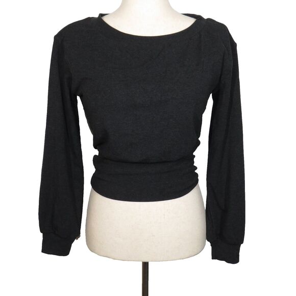 OGL Dark Gray Wool Blend Soft Cozy Boat Neck Long Sleeve Brami Top Size Medium - Picture 6 of 10